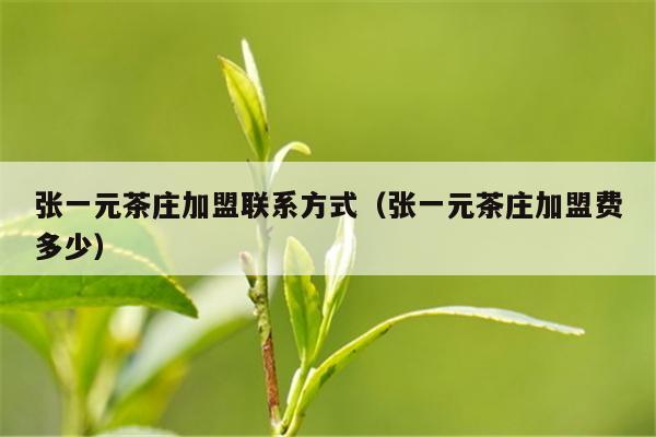 张一元茶庄加盟联系方式（张一元茶庄加盟费多少）