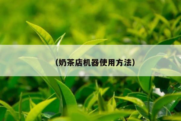 （奶茶店机器使用方法）