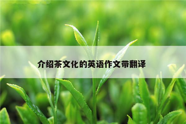 介绍茶文化的英语作文带翻译 