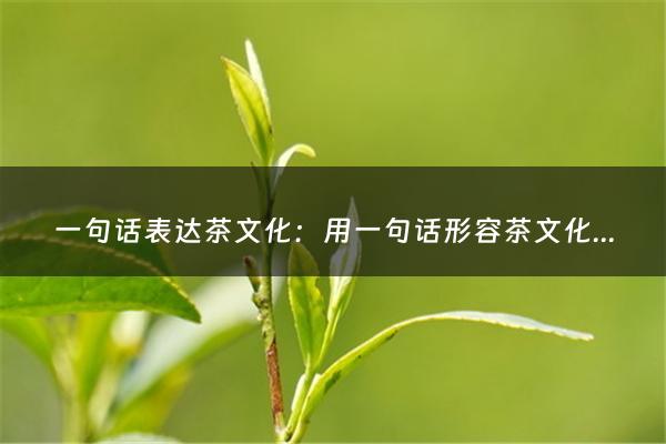 一句话表达茶文化：用一句话形容茶文化(赞美茶的语句,速)