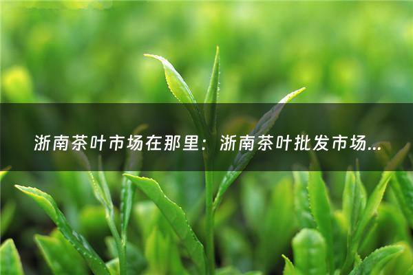 浙南茶叶市场在那里：浙南茶叶批发市场怎么样啊(浙江最大的新鲜茶叶市场)